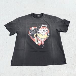 Amiri Hopeless Romantic Heart T-Shirt Washed Black Large